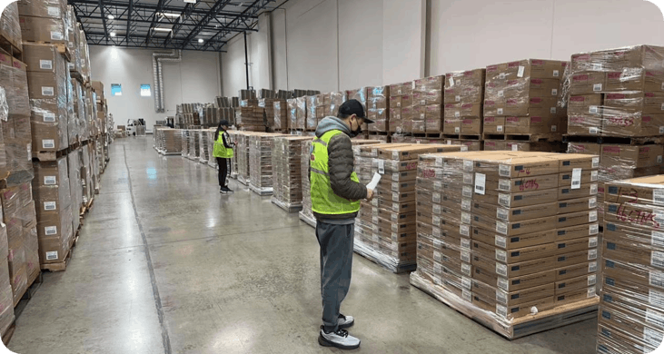 LC warehouse team performing inventory checks